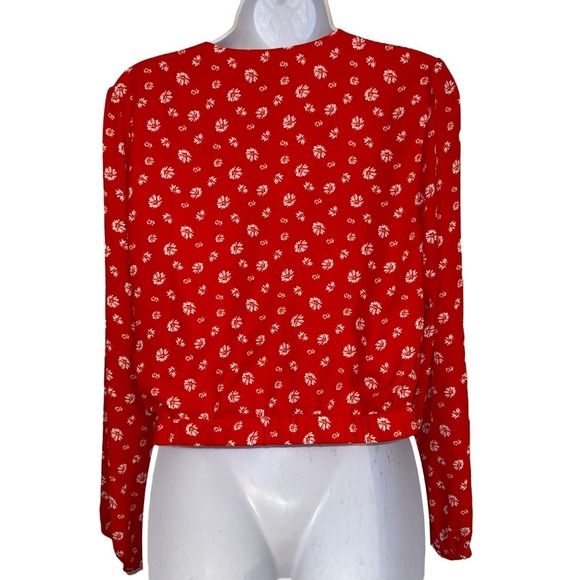 J By Jason Wu Red W/White‎ Floral Print L/S Wrap Blouse NWOT Size XS - Picture 6 of 8